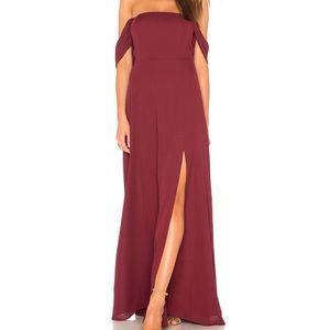 Front Slit Off The Shoulder Maxi Dress In Maroon